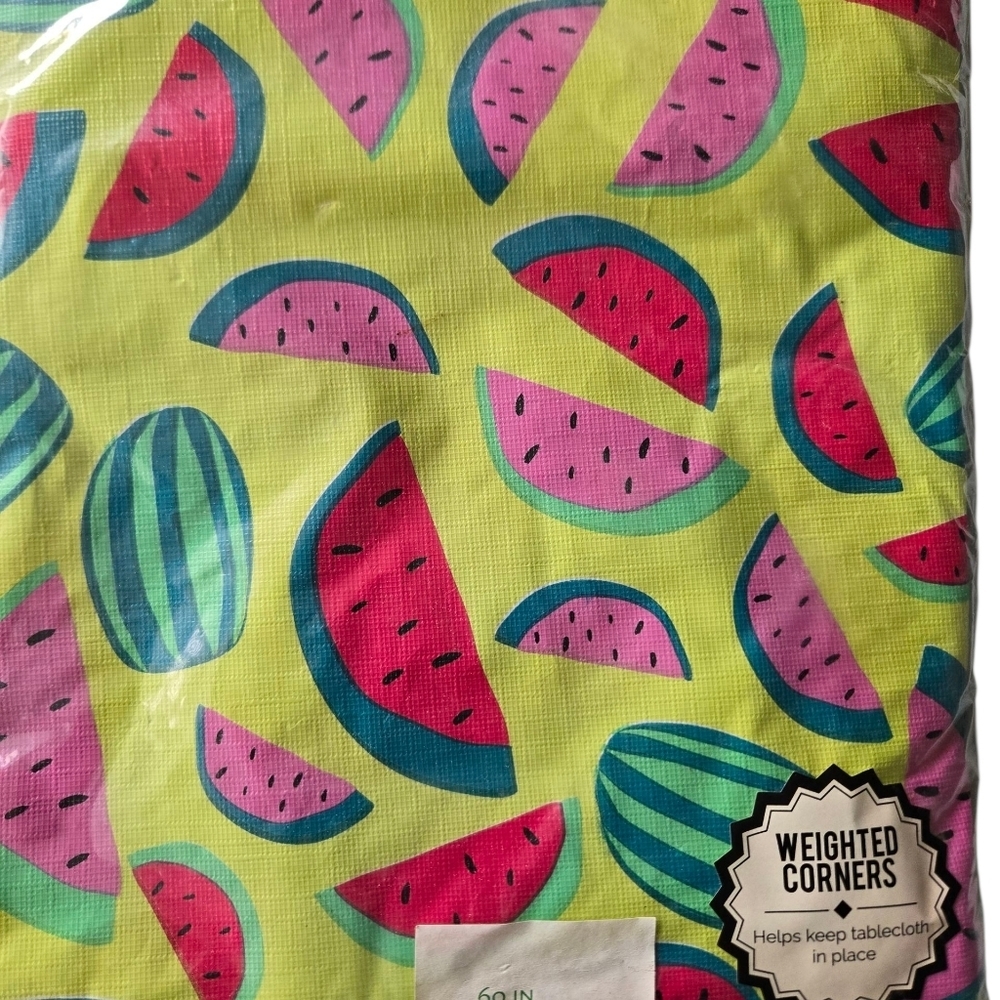 NWT Watermelon Print Tablecloth with Weighted Corners - Picture 2 of 5